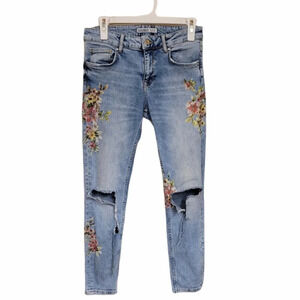 ZARA Floral print Denim jeans Size 6